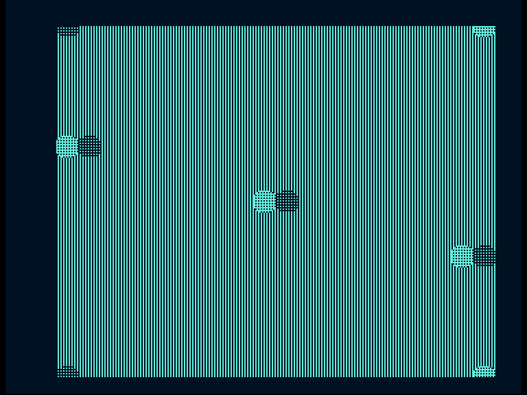 Original amiga scene with masked objects cropped at the four screen corners and drawn inside the viewport