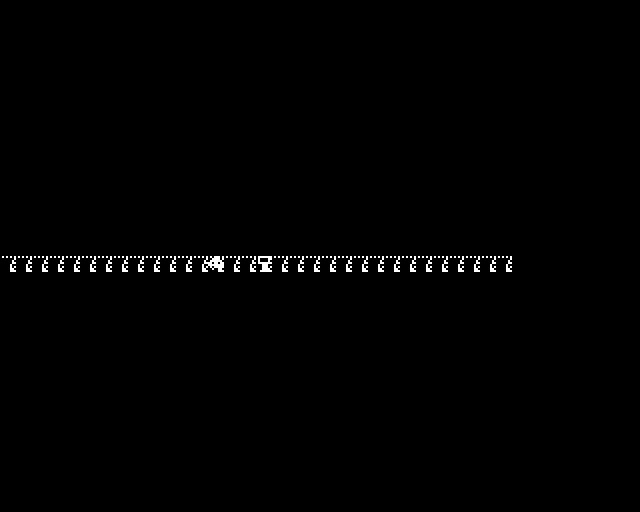 Two original BBC MODE4 software objects moving through a patterned strip