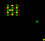 Game Gear crop of the same logical tile-region diagnostic, including its bottom-right visible arrow