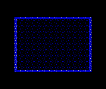 The walled square with a sparse pattern of blue dots across the black ground; the blue walls carry faint white dots.