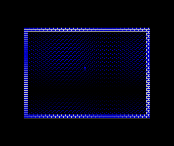 The stippled square with the lamplighter drawn at the centre in the same dark blue as the cobble stipple — the figure is barely distinguishable from the ground around him.