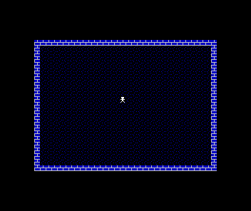 The walled, stippled square with the white lamplighter at its centre, holding perfectly steady — identical to the previous unit's final screen.