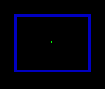 The lamplighter in the centre of the square, green — captured while P is held.