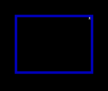 The lamplighter tucked into the top-right corner of the square, pressed against both the top and right walls.