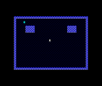 A single small cyan lantern near the north-west corner of the square.