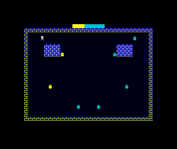 The square with three lamps lit; the frame's mortar lines are now yellow.