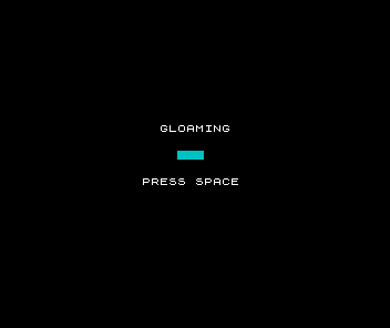 The title screen with a row of cold cyan pips between GLOAMING and PRESS SPACE.
