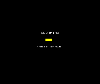 The title screen with three warm golden pips between GLOAMING and PRESS SPACE.