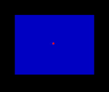A single hooded figure, drawn in bright red, standing alone in the centre of a screen washed in cold blue stone, framed by a black border.