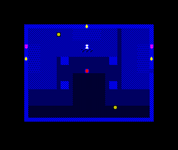 The Hall, lit and waiting, two coins of gold on its floor — the screen you've built, now opening to a short theme played as the keep comes into view.