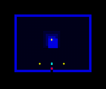 The Vault as a crypt: a flame burns on the central altar, throwing a small, tight pool of light over the stone immediately around it; the rest of the room falls away into near-black, the coins and the Warden faint shapes in the dark, the hooded thief approaching from below.