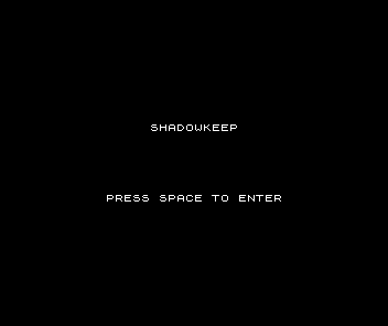 The Shadowkeep title screen: the name in white, PRESS SPACE TO ENTER below — the screen unchanged, but now with a short D-minor phrase looping beneath it as it waits.