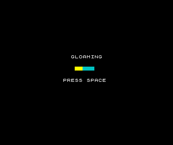 The title screen with GLOAMING, PRESS SPACE, and a five-cell row showing two warm pips and three cold.