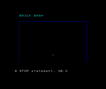 A four-pixel white ball inside an open-bottom blue court.