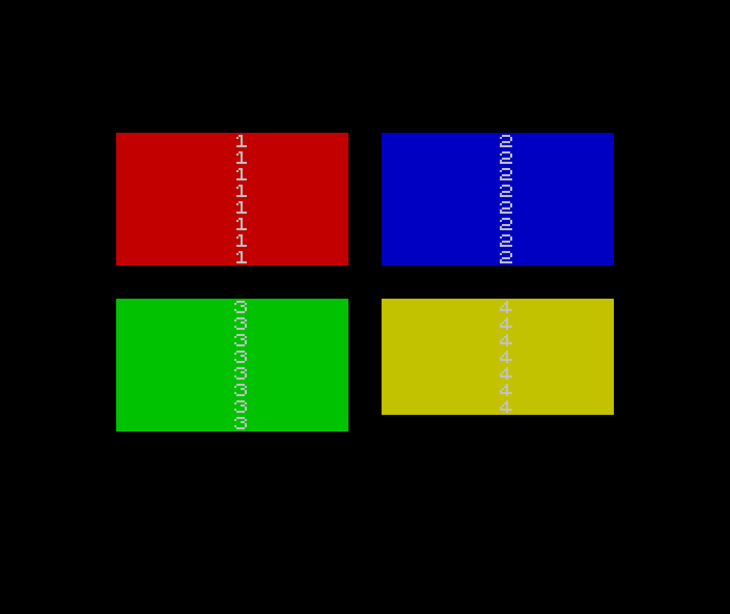 The four-panel Bright Spark board — red, blue, green, yellow, numbered 1 to 4