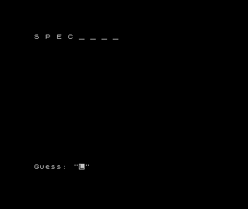 Partly-solved word S P E C _ _ _ _ with the prompt Guess
