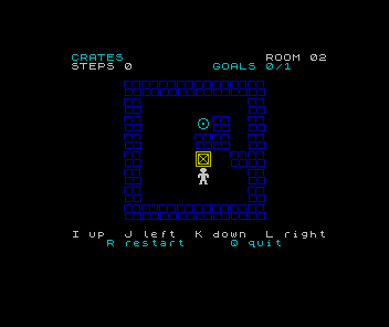 The second room, with an inner wall between the crate and its target.