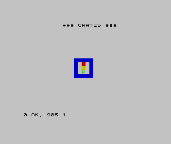The warehouse drawn from DATA: blue walls around a red target, a yellow crate, and the green player P