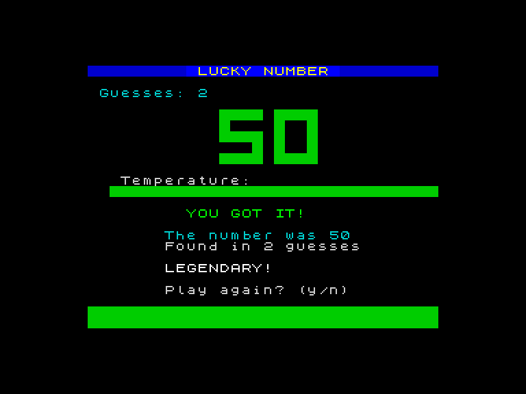 The win screen showing "LEGENDARY!" in bright white