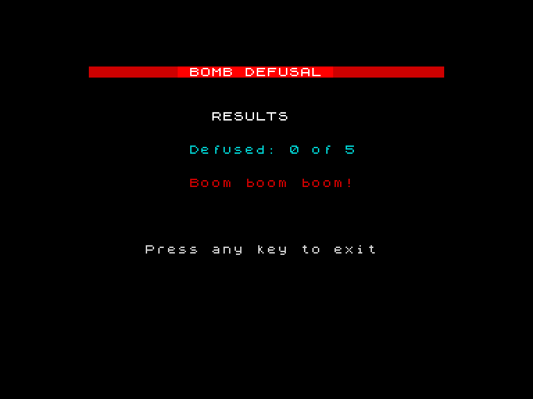 Results screen — "Defused: 3 of 5" with "Steady hands!" rating in yellow