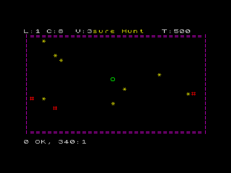 Black background with coloured game elements