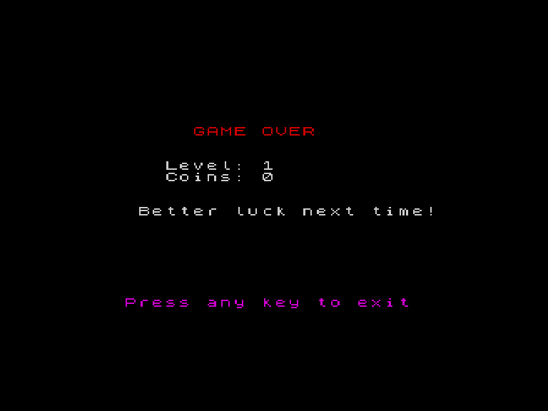 Game over screen with score rating