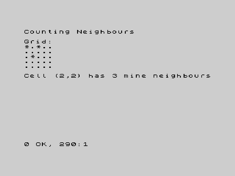 Neighbour counting result for a known grid