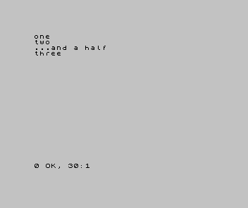 The Spectrum screen showing one, two, ...and a half, three — the new line sits between two and three.