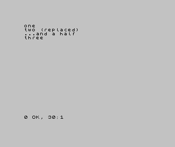 The Spectrum screen showing one, two (replaced), ...and a half, three.