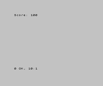 The Spectrum screen showing Score: 100, with the report 0 OK, 10:1.