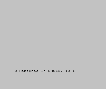 The Spectrum screen showing the report C Nonsense in BASIC, 10:1 near the bottom.