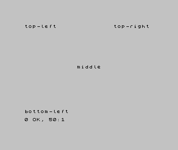 The Spectrum screen showing top-left, top-right, middle and bottom-left each placed at a different position.