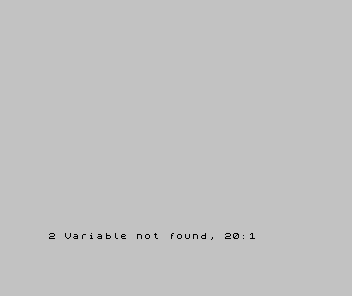 The Spectrum screen showing the report 2 Variable not found, 20:1.