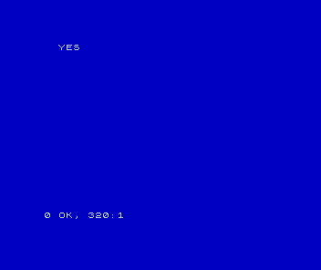 A clean blue ZX Spectrum screen showing only the answer YES near the top.