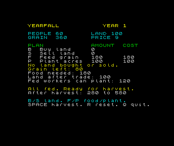 Yearfall running on a ZX Spectrum