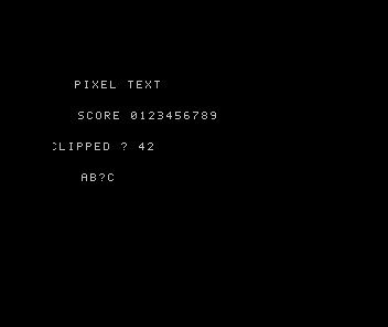 Native Spectrum 48K output with original bitmap text at several pixel positions