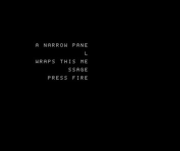 The custom message wraps into five right-aligned lines inside a narrower panel on Spectrum 48K.