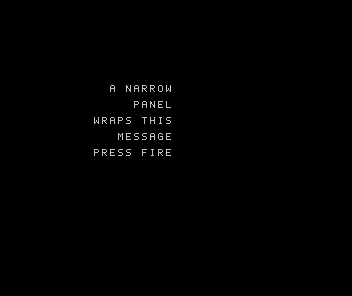 The custom message wraps into five right-aligned lines inside a narrower panel on Spectrum 48K.