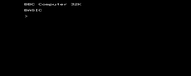 BBC Micro: The BBC Micro switched on, running its own firmware in our emulator.